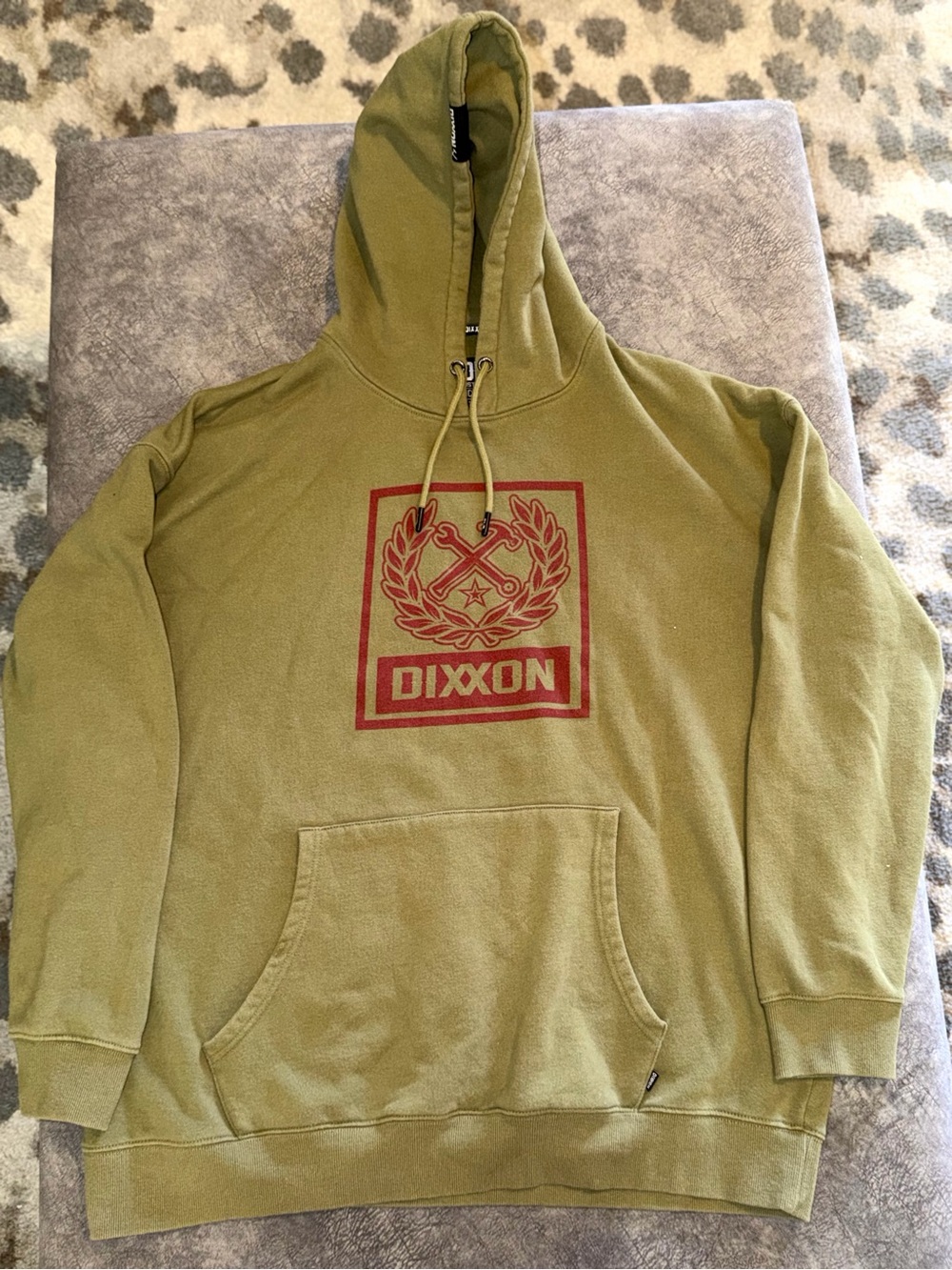 DIXXON Olive Green Hoodie with Red Logo 3X